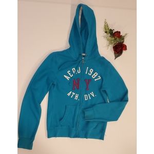 Turquoise Aeropostal Zipper Hoodie Size M